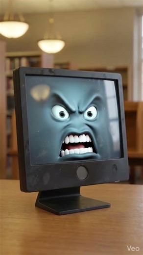 Angry Library Computer GLITCHES OUT | AI Animated Short 💻😂 #art #viralvideo #talkingobjects #funny