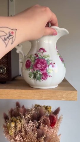 Vintage Victorian-style Porcelain Pitcher With Pink Rose Pattern, Floral Vase, Shabby Chic, Retro White Porcelain - Made in Japan - Etsy
