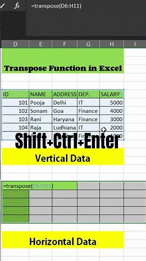 Excel Pro Tip 📈 TRANSPOSE Formula to Change Columns into Rows