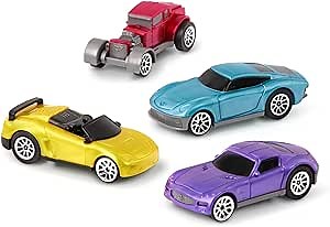 Driven by Battat – Turbocharge Pullback Vehicles – Toy Set with 4 Cars – Race Car Toys and Playsets for 3+ Years