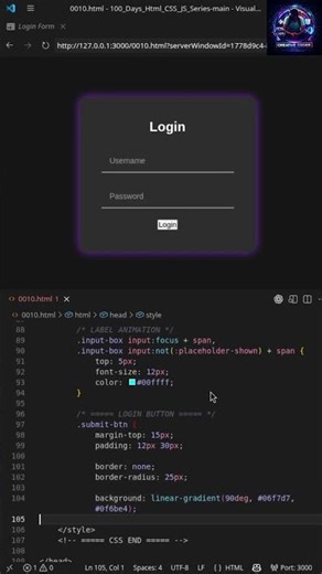 Creating a Modern Login Form || #shorts #viral #html#css #js #loginform #coding #webdesign