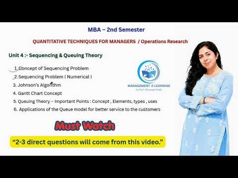 Unit 4 🔥 Sequencing & Queuing Theory Complete Lecture | Quantitative Techniques / OR : One Shot