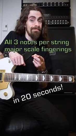 All major scales on guitar (3 notes per string fingerings)