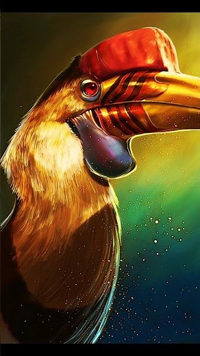 krita digital painting of beautiful hornbill bird #sketches #sketchful #animalart #art #animaldraw