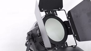 BETOPPER Stage Spotlight with/Barn Door, 200W COB Stage Light, Warm & Cold White LED DMX Light, Master-Slave Spot Light Strobe Lighting, Fresnel Lights for Church Wedding Theater Photo Studio(1 Pack)