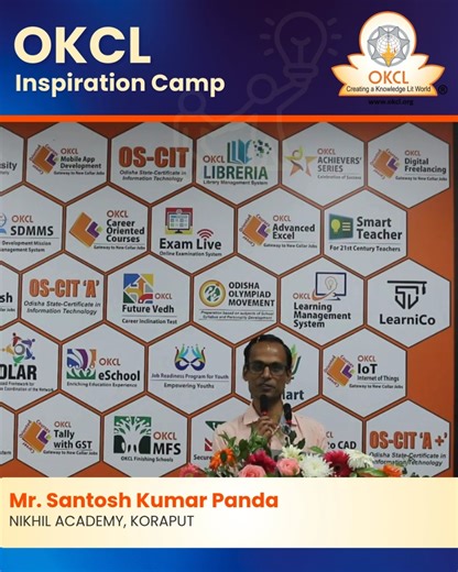 Mr. Santosh Kumar Panda from Nikhil Academy, Koraput shares his inspiring journey at the OKCL Inspiration Camp — reflecting passion, leadership, and a strong vision for digital empowerment. Together, we continue to empower ALC partners and transform lives across Odisha. #OKCL #InspirationCamp #PartnerVoices #ALCPartners #OKCLImpact #DigitalOdisha #InspirationToAction #SkillDevelopment #DigitalEmpowerment #Koraput #SuccessStories | Odisha Knowledge Corporation Limited (OKCL) | Facebook