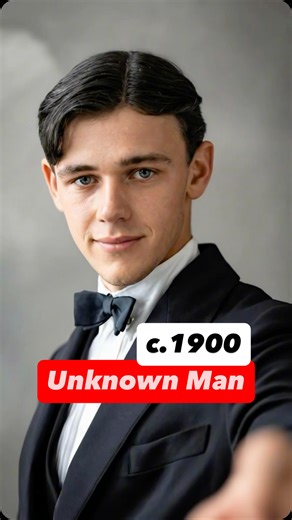 Bringing History To Life on Instagram: "An unknown young man, photographed around c.1898–1905 This studio portrait shows a well-dressed young man in formal evening wear, likely in his late teens or early twenties. The center-parted hair, neatly brushed flat against the head, and the narrow bow tie are strong indicators of the turn of the 20th century, especially the late 1890s to early Edwardian period. His tailored jacket with softly rounded lapels and high, stiff collar reflects upper- or midd