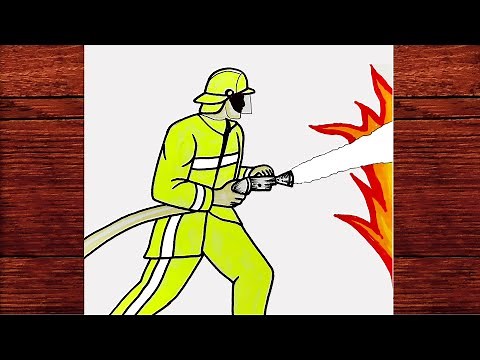 İtfaiyeci Çizimi ve Yangın Çizimi Nasıl Yapılır - Çizim Mektebi Kolay Renkli ve Karakalem Çizimleri