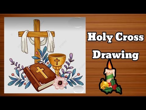 How to draw Holy cross / easy holy cross drawing / Christian cross drawing / easy Bible drawing