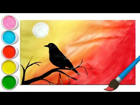 How to draw easy watercolor painting🏜️, step by step colour painting, painting for kids,