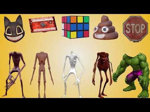 WRONG HEADS SIREN HEAD CAR, GREEN HOUSE HEAD, SCARY HOUSE, SIREN HEAD CAT, SIREN HEAD THUNDERBOLT