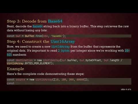 How to Convert a Base64 String to an Array in Node.js with 16-bit Precision