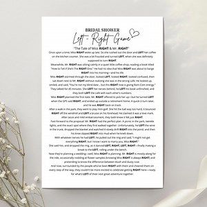 Bridal Shower Left Right Game Printable, Left Right Game Story, Bridal Shower Game, Pass the Gift, Left Right Poem Game, Wedding Shower Game - Etsy