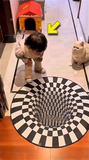 Playful Kitty vs 3D Floor Illusion — You Won’t Stop Smiling! 😍🐾👉 #FunnyPets #CatLove #TrendingShorts