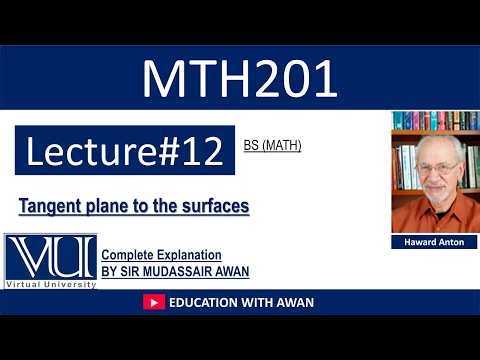 MTH201 | Lecture 12 | Tangent Planes to the surfaces | BS Math VU