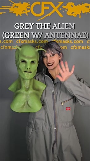 Composite Effects (CFX Masks) on Instagram: "Grey the Alien (green antennae) silicone mask Mysterious features, enheightened senses! This alien may be hailing from the planet Namek! Available NOW on our website compositeeffects.com Music by Elijah 'Frawg' Wilson#cfxmasks #cfx #compositeeffects #siliconemasks #siliconemask #alien #dbz"
