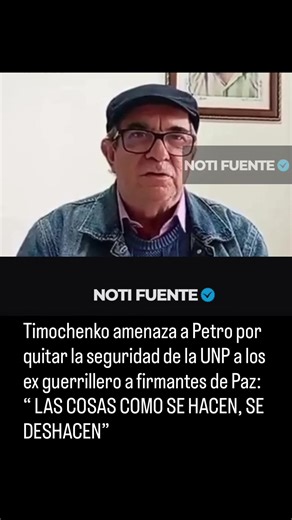 Rodrigo Londoño, Timochenko, denunció que el gobierno de Gustavo Petro eliminó la subdirección de seguridad de la UNP encargada de proteger a los firmantes del acuerdo de paz. Aseguró que la decisión es peligrosa e inexplicable, recordando que cerca de 500 excombatientes han sido asesinados desde la firma del acuerdo. Londoño pidió al presidente revertir la medida y advirtió que aumenta la incertidumbre y el riesgo para quienes dejaron las armas, reavivando el debate sobre las garantías reales d