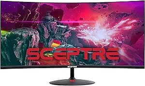 Sceptre 34-inch Curved UltraWide 21: 9 Creative LED Monitor 2560x1080 Frameless HDMI DisplayPort Up to 100Hz, Machine Black 2020 (C345W-2560UN)