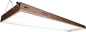 Hydrofarm Agrobrite FLP44 T5 Fluorescent Indoor Grow Light Fixture 4 Foot, 216W (4x54w), 4X T5 Tubes, Designer Brown, Up to 460 umol/s PPF and 20,000 Lumens, 6500k, 10 ft. Power Cord, 2 Hanging Wires