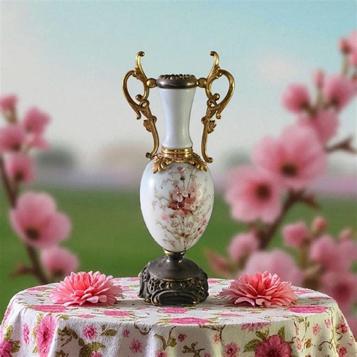 Wavecrest CF Monroe Art Glass Enameled Floral Vase C 1900 - Etsy