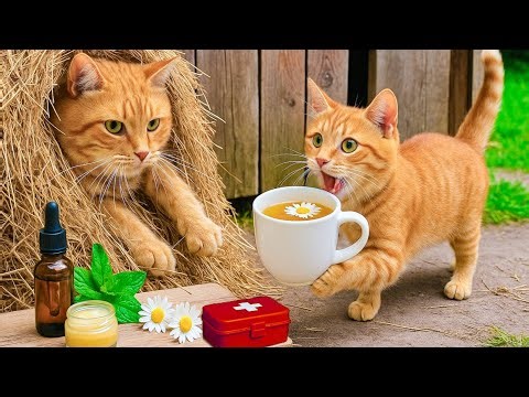 Mama Cat Gets Stuck in Barn Haystack 🐾🐱🌾 Kitten Pulls Her Out and Brings Healing Tea 🧡🌿✨