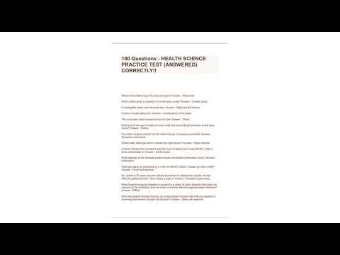 100 Questions Health Science Practice Test Answered Correctly