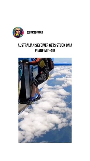 FactoAura on Instagram: "The Australian Transport Safety Bureau has released dramatic footage of a skydiver who became snagged on a plane mid-air above Mission Beach, North Queensland. During the jump, the release handle of the parachute accidentally hooked onto the aircraft’s wing flap, leaving the skydiver trapped and unable to separate from the plane. Thankfully, the investigation shows the issue was identified quickly, and everyone made it back safely. One of the most intense skydiving incid