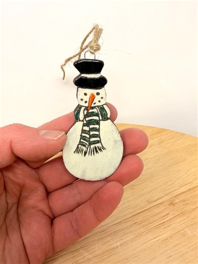 Hand-painted Ceramic Snowman Ornament – Terracotta Clay Christmas Decoration - Etsy