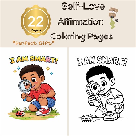 Black Boy Affirmation Coloring Pages for Kids, African American Toddler Activity, Digital Download PDF - Etsy
