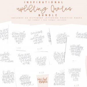 Uplifting Quotes Lettering Practice Bundle, PDF Files and PNG, 2 VERSIONS of Lettering - Etsy