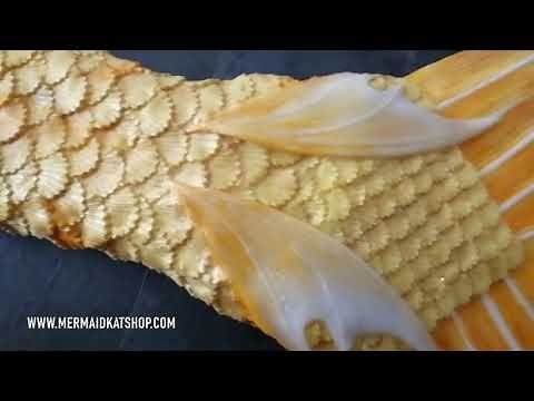 Golden and White Silicone Mermaid Tail