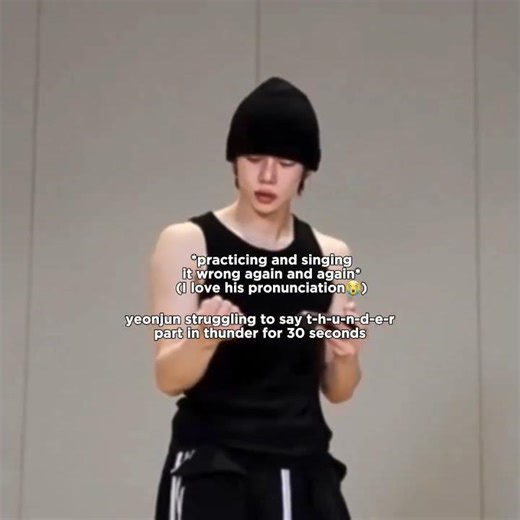 YEONJUN struggling to sing THUNDER lmao I love his pronunciation😭 #seventeen #txt #yeonjun #thunder