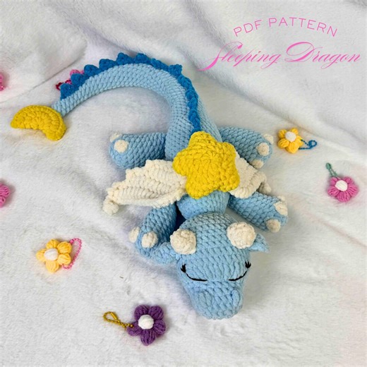 Blue Sleeping Dragon Crochet Pattern, Cute Baby Dragon Amigurumi Pattern, Dragon Plush Crochet PDF, Easy Dragon Toy Pattern,instant Download - Etsy