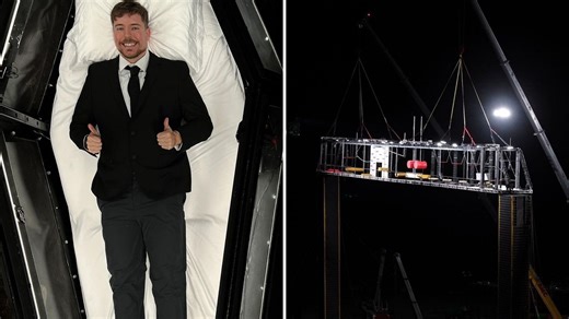 MrBeast teases upcoming video with snapshots showcasing the "obstacle course in the sky"