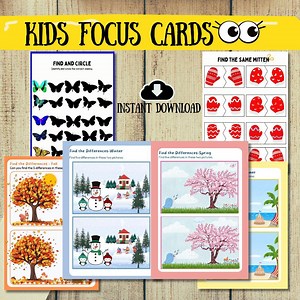Kids Activity Cards | Seasonal Spot the Difference & Shadow Match Games | Fun Printable Worksheets - Etsy
