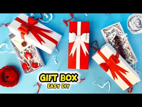 DIY Paper Gift Box with Ribbon | Easy & Beautiful Gift Wrapping Idea