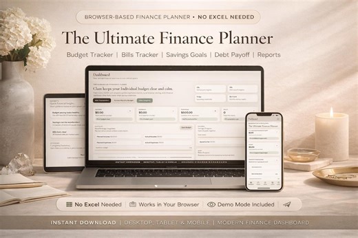 Budget Planner Web App, Finance Tracker Dashboard, Debt Payoff, Savings, No Excel Required - Etsy