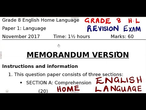 Grade 8 English Home Language Paper 1 Comprehension , Summary and Language ‪@mathszoneafricanmotives‬