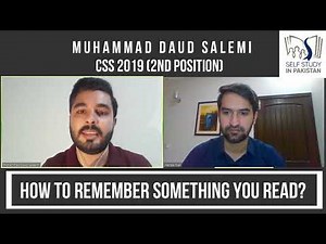 How to Memorise things for a Long Time? Daud Saleemi | CSS Topper