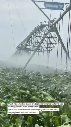 Smart Sprinkler System on Corn Field #Hashtags: #CenterPivot #IrrigationTech #FarmLife