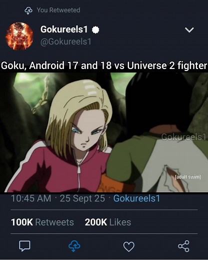 7.1K views · 205 reactions | Goku, Android 17 and 18 vs Universe 2 fighter | Gokureels1 | Facebook