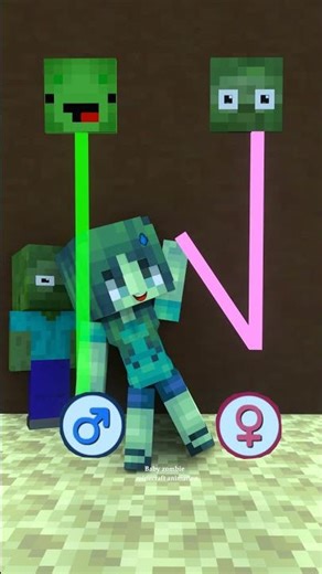 Baby zombie's Sister Choose ♂️ or ♀️- Minecraft Animation #short