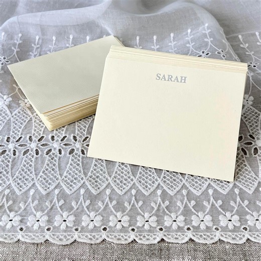 Vintage Embossed Notecards - Personalized Stationery, Silver Sarah - Etsy Canada