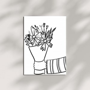 Flowers Bouquet Vector Outline - Etsy UK
