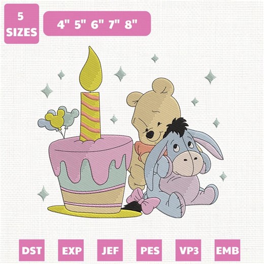 Disney Pooh Birthday Eeyore Machine Embroidery File, Magic Kingdom Design (instant Download) - Etsy
