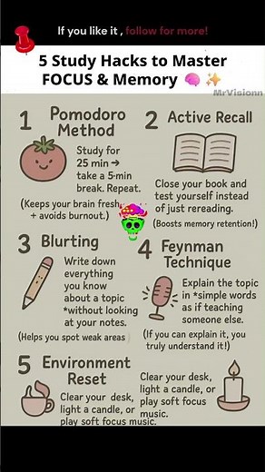 Learn these 5 Essential Study Hacks 💯