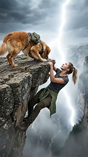 The dog rescued the mountain climber.