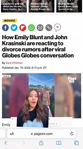 How Emily Blunt and John Krasinski are reacting to divorce rumors after viral Globes Globes conversation | New York Post Entertainment