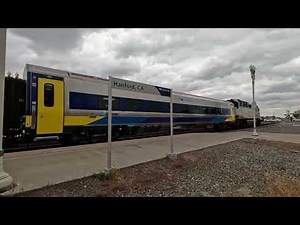 2 Freight trains 1 Amtrak at Hanford station 4/18/25