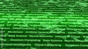 Artificial intelligence words (AI) and machine learning concepts. Abstract technology background deep learning. Computer chip technology